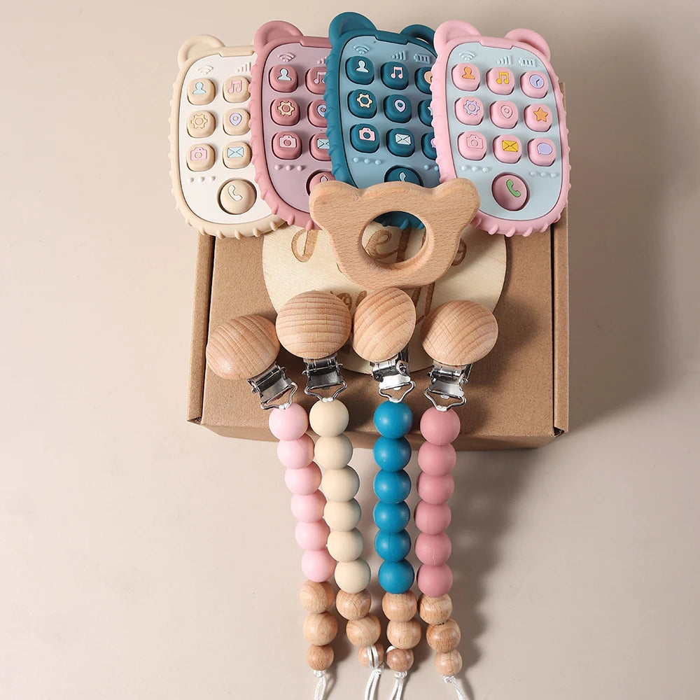 Newborn Baby 4pc Silicone Mobile Teether Gift Set