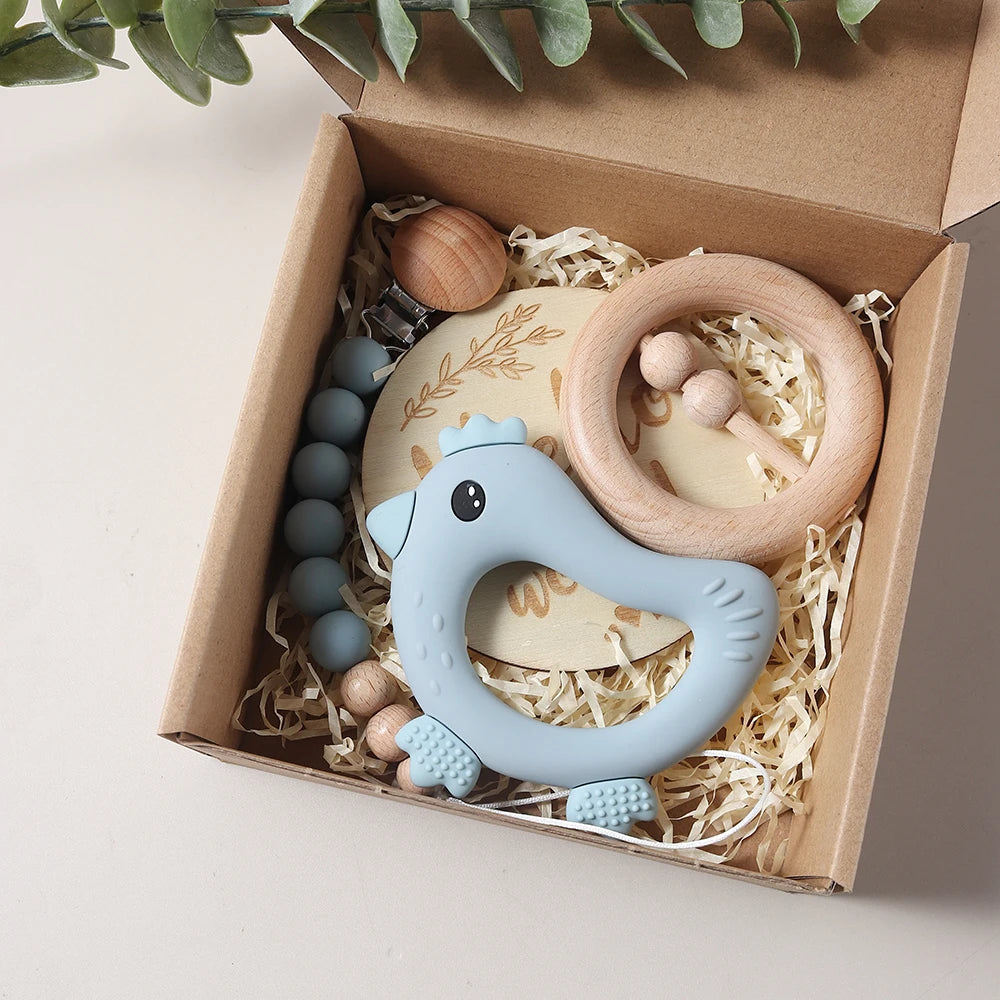 Newborn Baby 4pc Silicone Chick Teether Gift Set