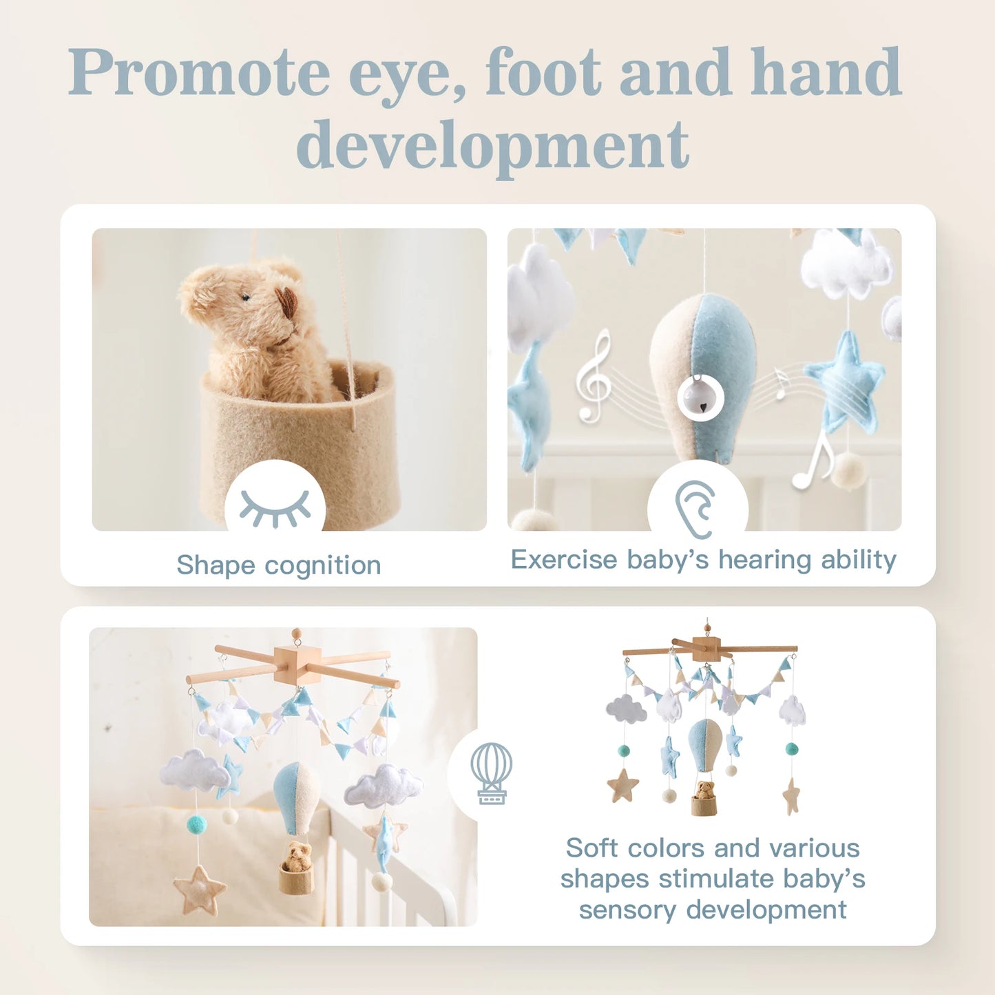Baby Wooden Comfort Wind Chime Pendant Crib Mobiles