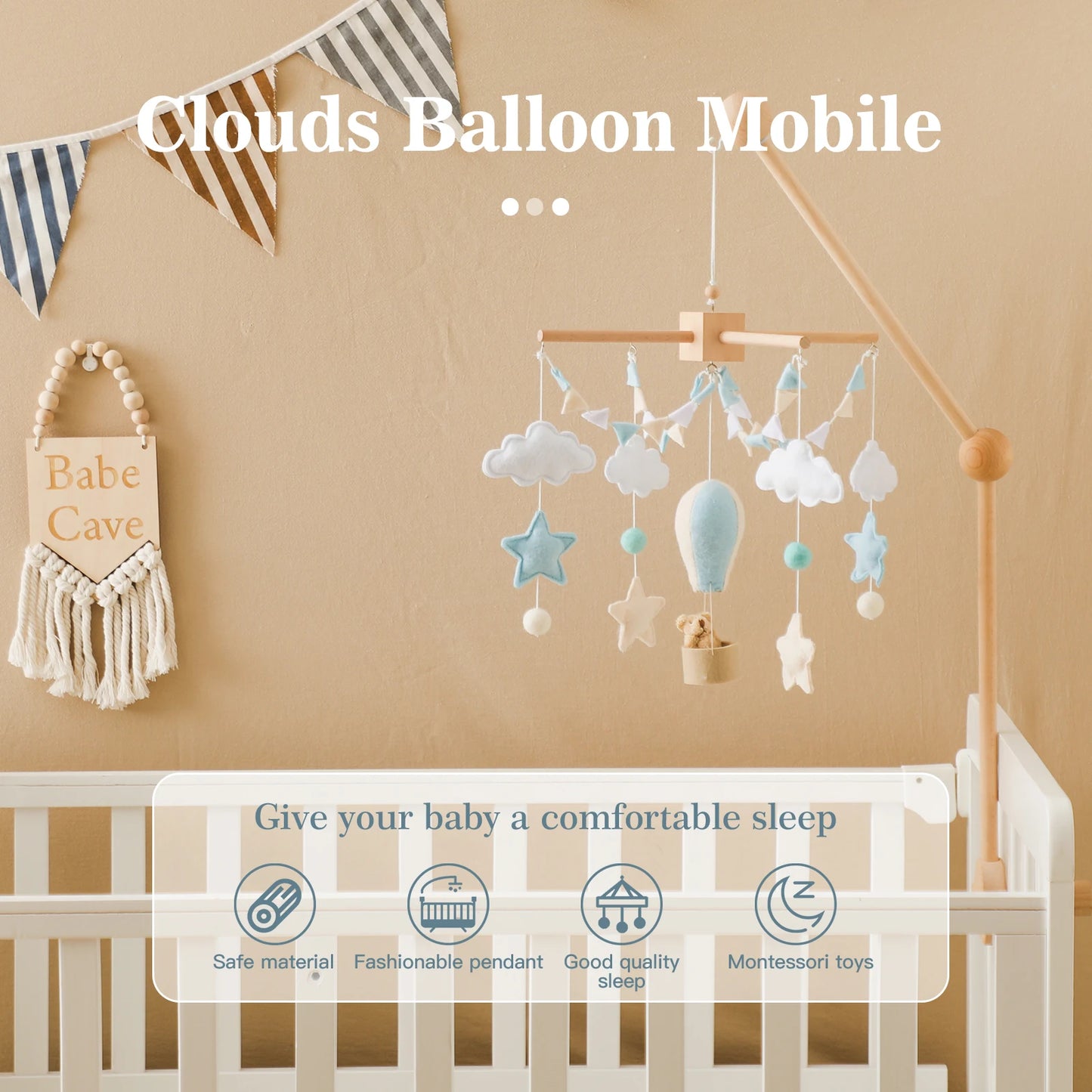 Baby Wooden Comfort Wind Chime Pendant Crib Mobiles