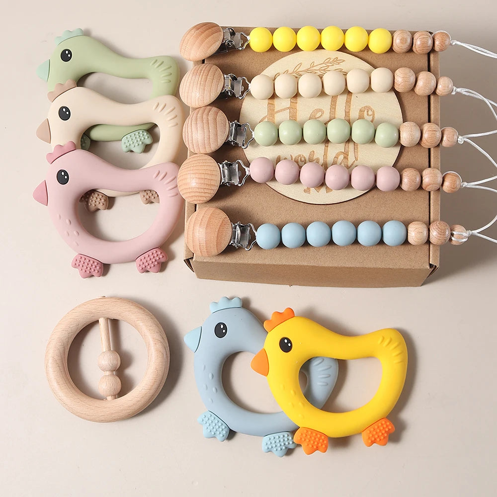 Newborn Baby 4pc Silicone Chick Teether Gift Set