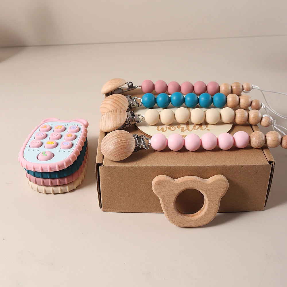 Newborn Baby 4pc Silicone Mobile Teether Gift Set