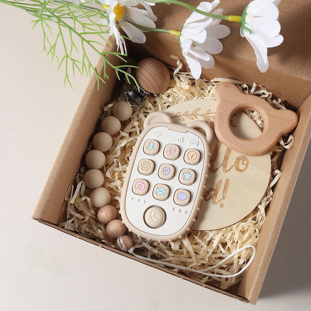 Newborn Baby 4pc Silicone Mobile Teether Gift Set