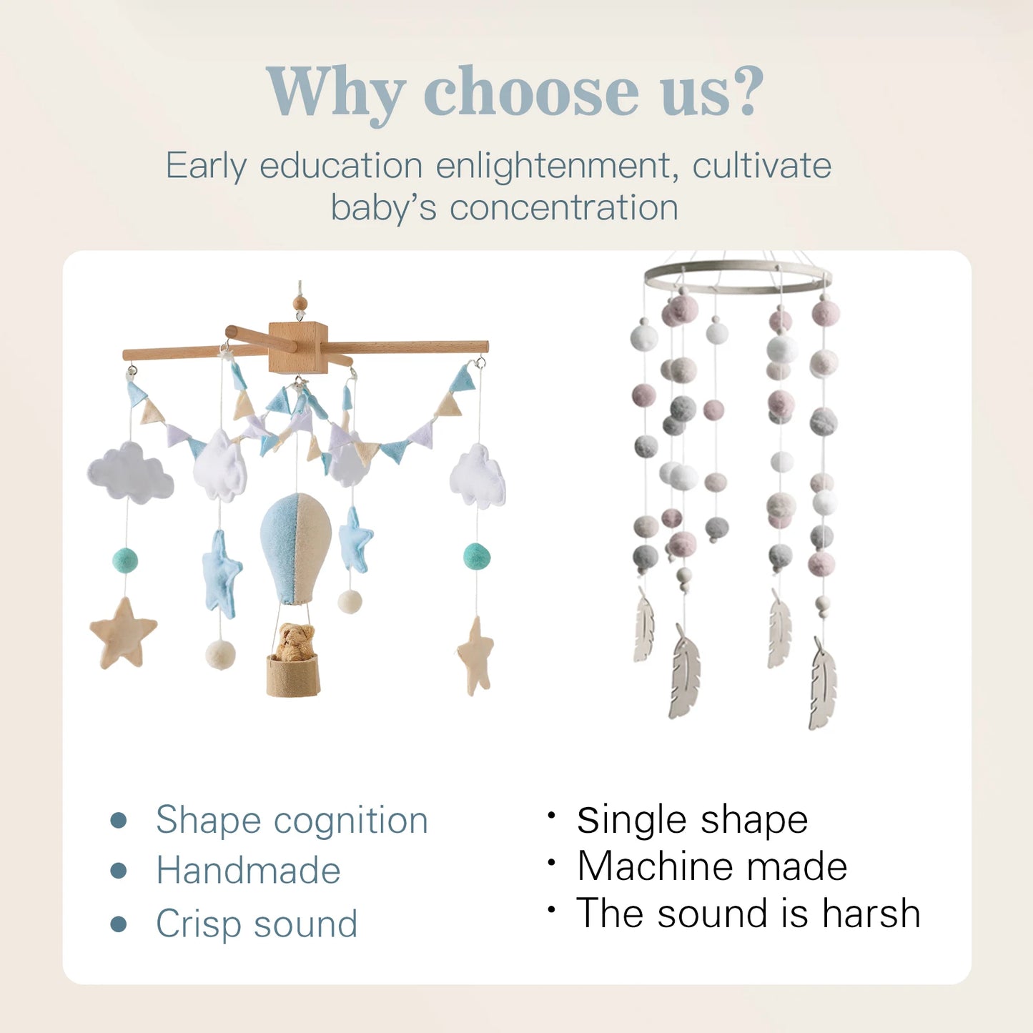 Baby Wooden Comfort Wind Chime Pendant Crib Mobiles