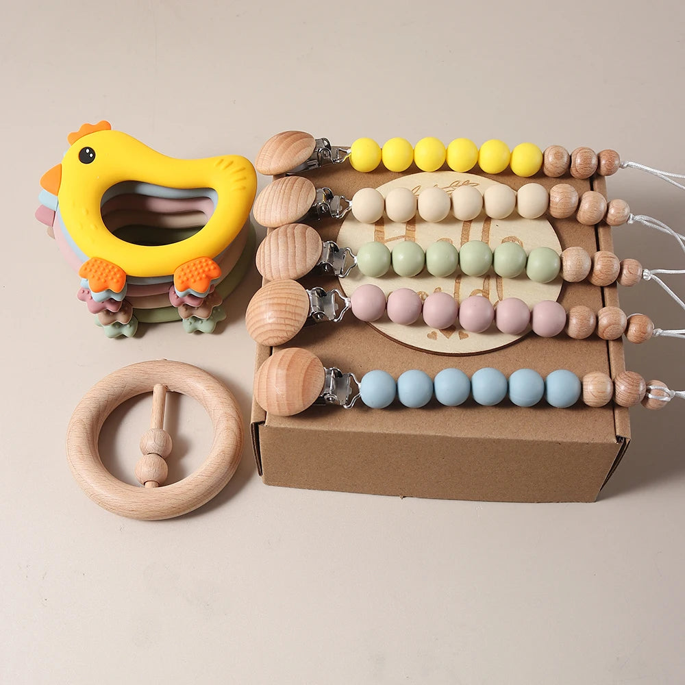 Newborn Baby 4pc Silicone Chick Teether Gift Set