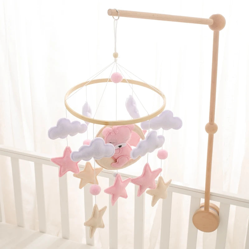 Baby Wooden Comfort Moon Bear Wind Chime Pendant Crib Mobiles