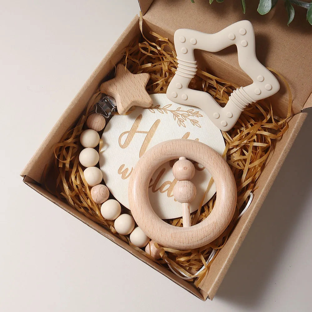 Newborn Baby 4pc Silicone Star Teether Gift Set