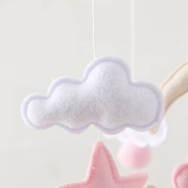 Baby Wooden Comfort Moon Bear Wind Chime Pendant Crib Mobiles