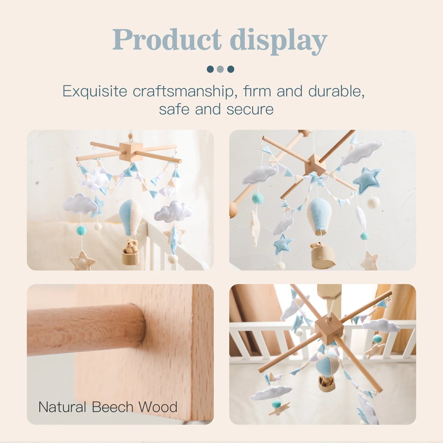 Baby Wooden Comfort Wind Chime Pendant Crib Mobiles