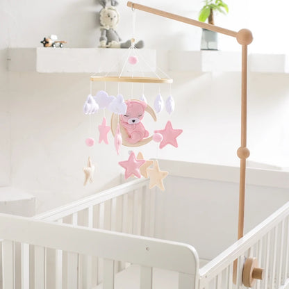 Baby Wooden Comfort Moon Bear Wind Chime Pendant Crib Mobiles