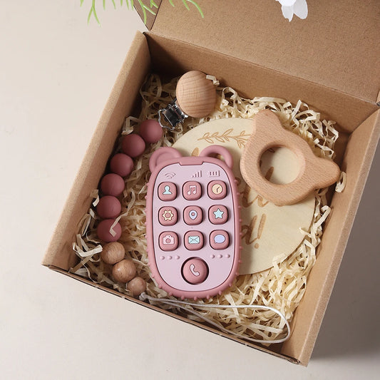 Newborn Baby 4pc Silicone Mobile Teether Gift Set