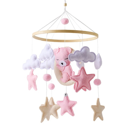 Baby Wooden Comfort Moon Bear Wind Chime Pendant Crib Mobiles