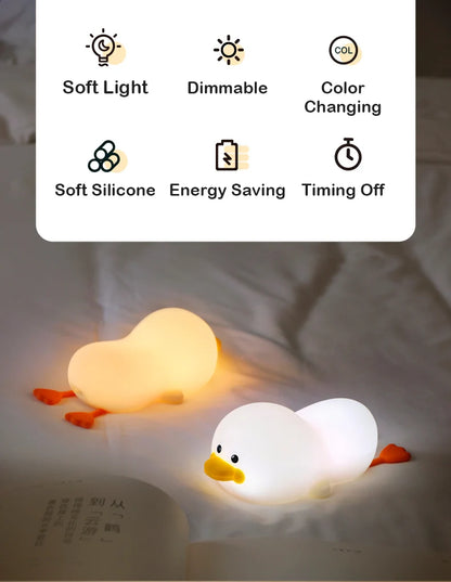 Duck LED USB Rechargeable Silicone Night Lights