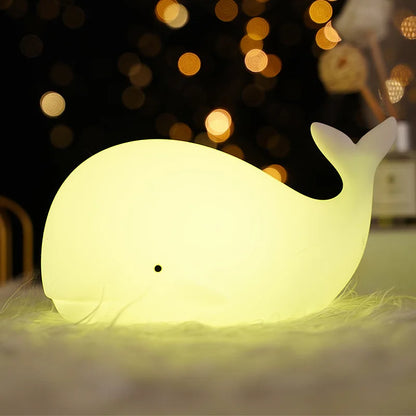 Whale LED USB Rechargeable Silicone Night Light