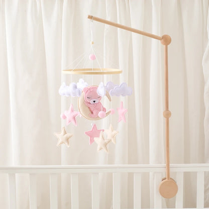 Baby Wooden Comfort Moon Bear Wind Chime Pendant Crib Mobiles