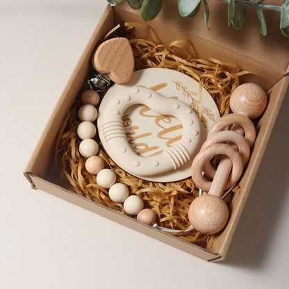 Newborn Baby 4pc Silicone Heart Teether Gift Set