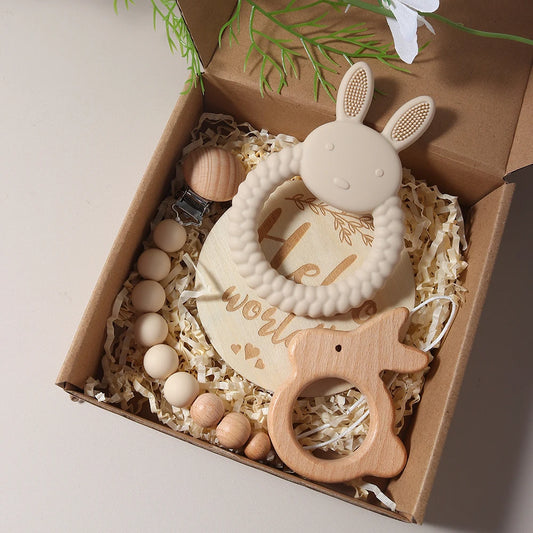 Newborn Baby 4pc Silicone Bunny Teether Gift Set