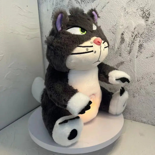 Leering Cat Breathing Musical Plush Toy