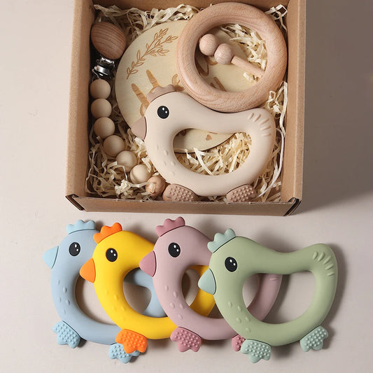 Newborn Baby 4pc Silicone Chick Teether Gift Set