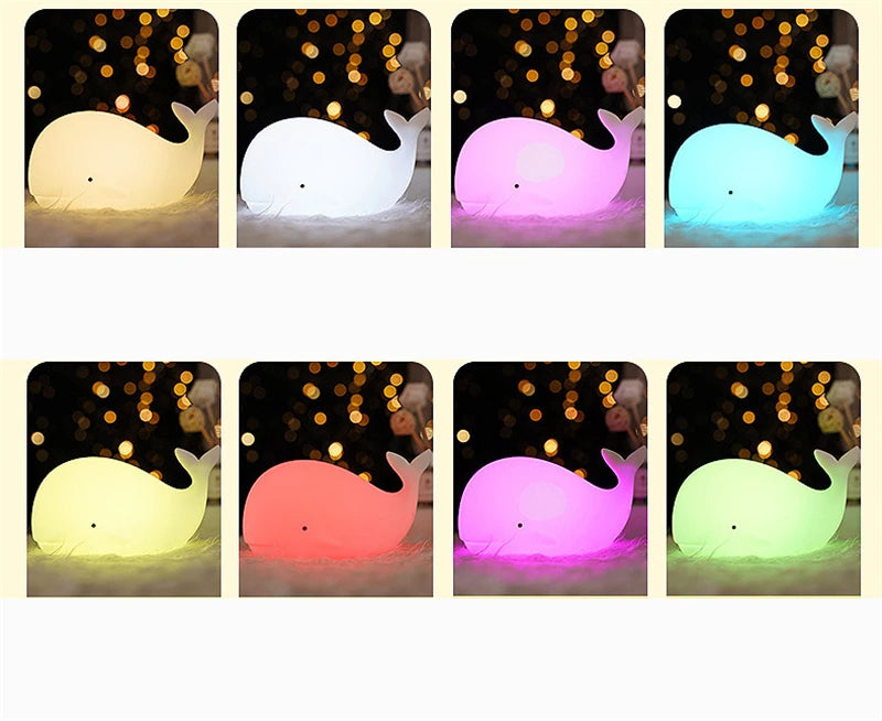 Whale LED USB Rechargeable Silicone Night Light