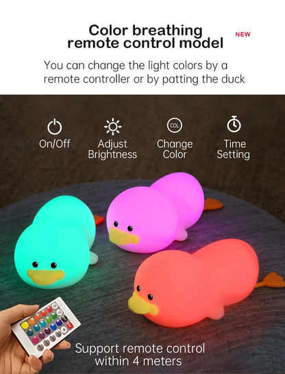 Duck LED USB Rechargeable Silicone Night Lights