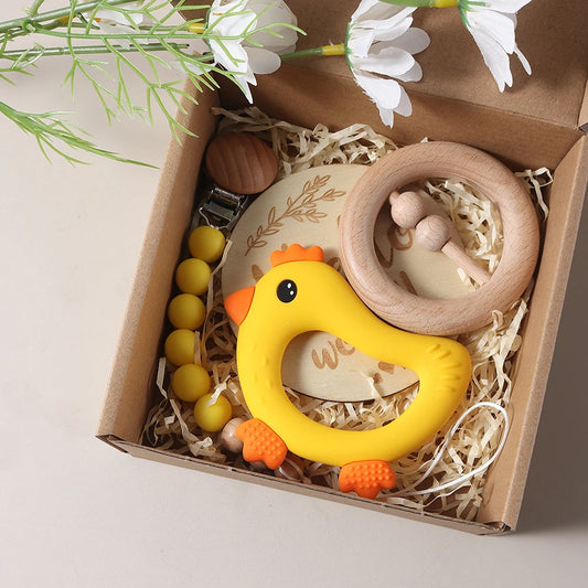 Newborn Baby 4pc Silicone Chick Teether Gift Set
