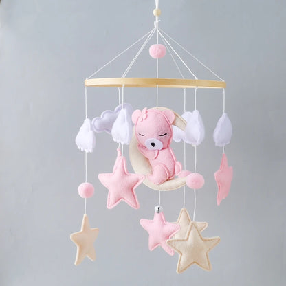 Baby Wooden Comfort Moon Bear Wind Chime Pendant Crib Mobiles