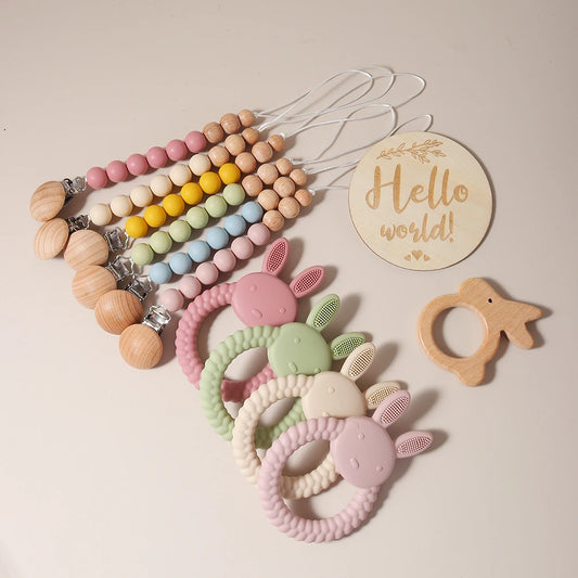 Newborn Baby 4pc Silicone Bunny Teether Gift Set