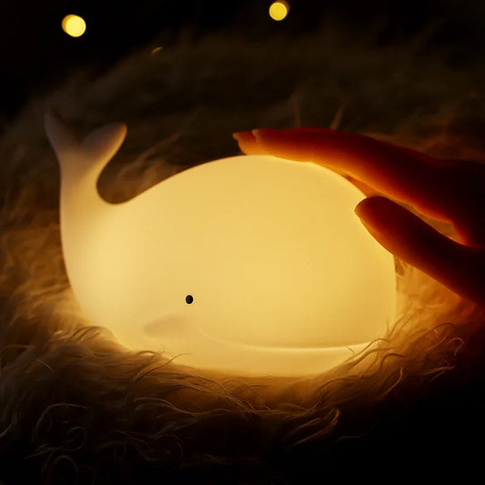 Whale LED USB Rechargeable Silicone Night Light