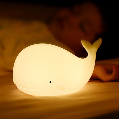 Whale LED USB Rechargeable Silicone Night Light
