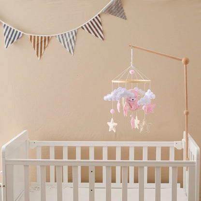 Baby Wooden Comfort Moon Bear Wind Chime Pendant Crib Mobiles